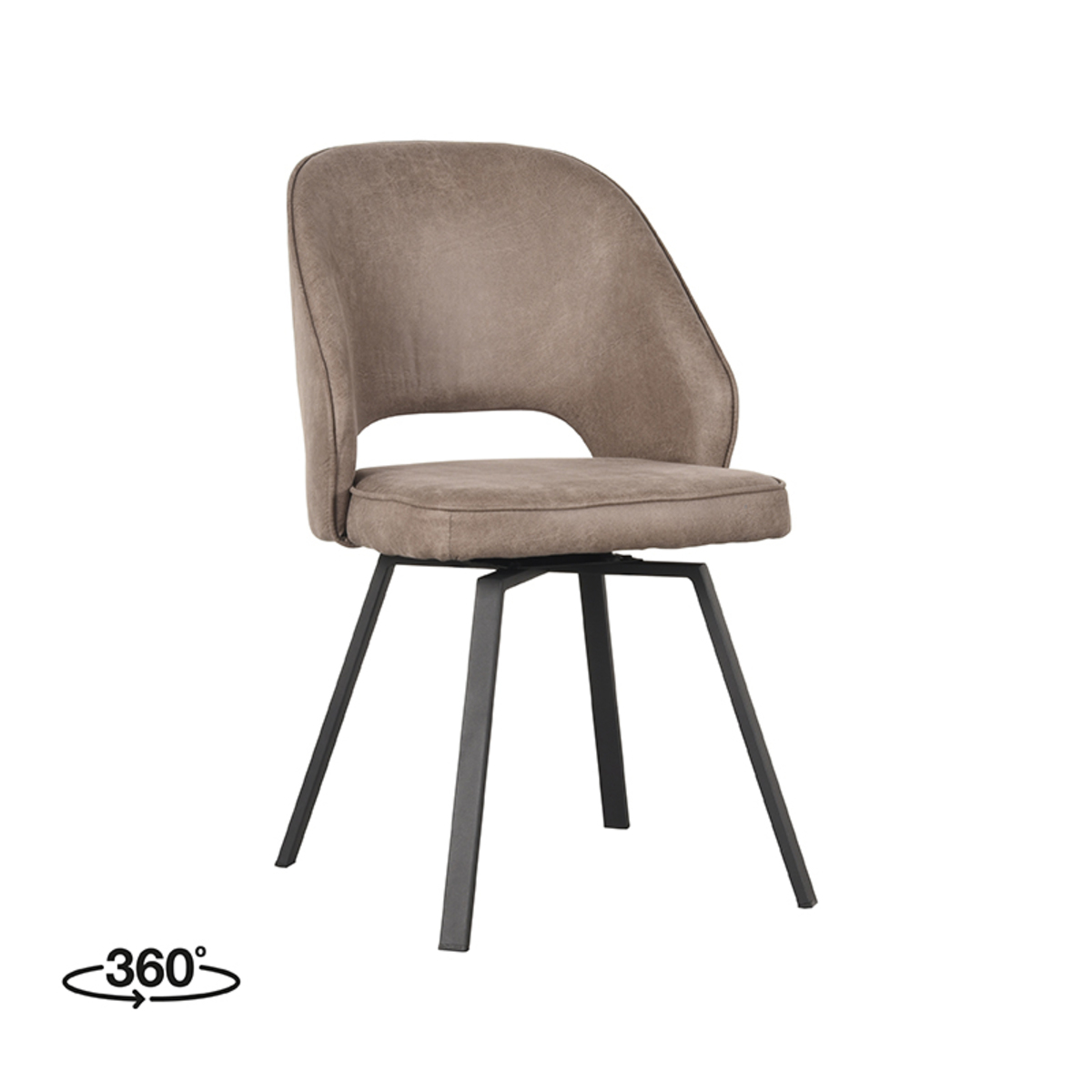 LABEL51 Eetkamerstoel Lewis - Taupe - Micro Suede - Black Frame