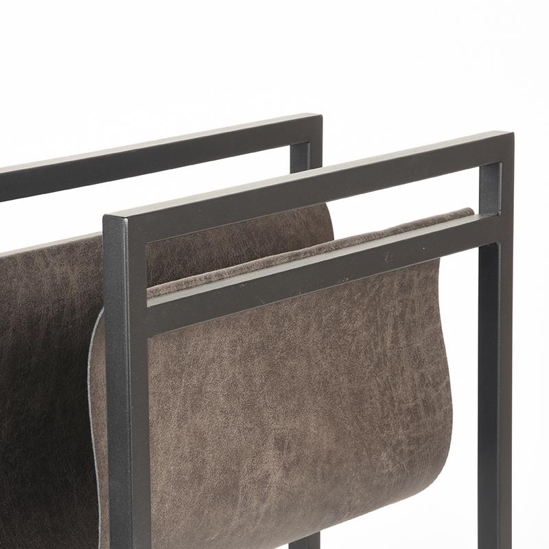 LABEL51 Magazinehouder - Antraciet - Leder - One Size