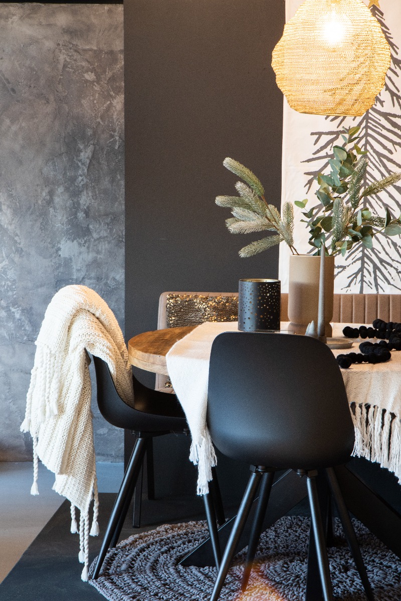 LABEL51 Eetkamerstoel Monza - Zwart - Kunststof - Black Frame