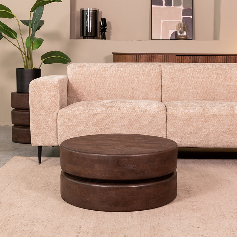 LABEL51 Salontafel I_Milly - Espresso - Mangohout - 70 cm - Rond