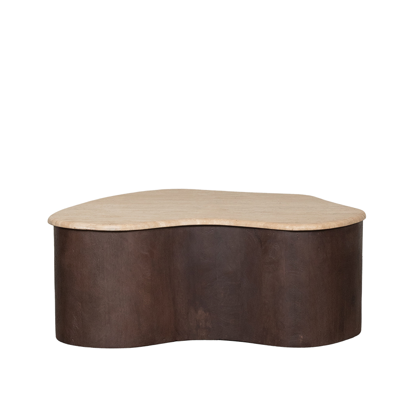 LABEL51 Salontafel I_Davi - Espresso - Travertin - 80 cm