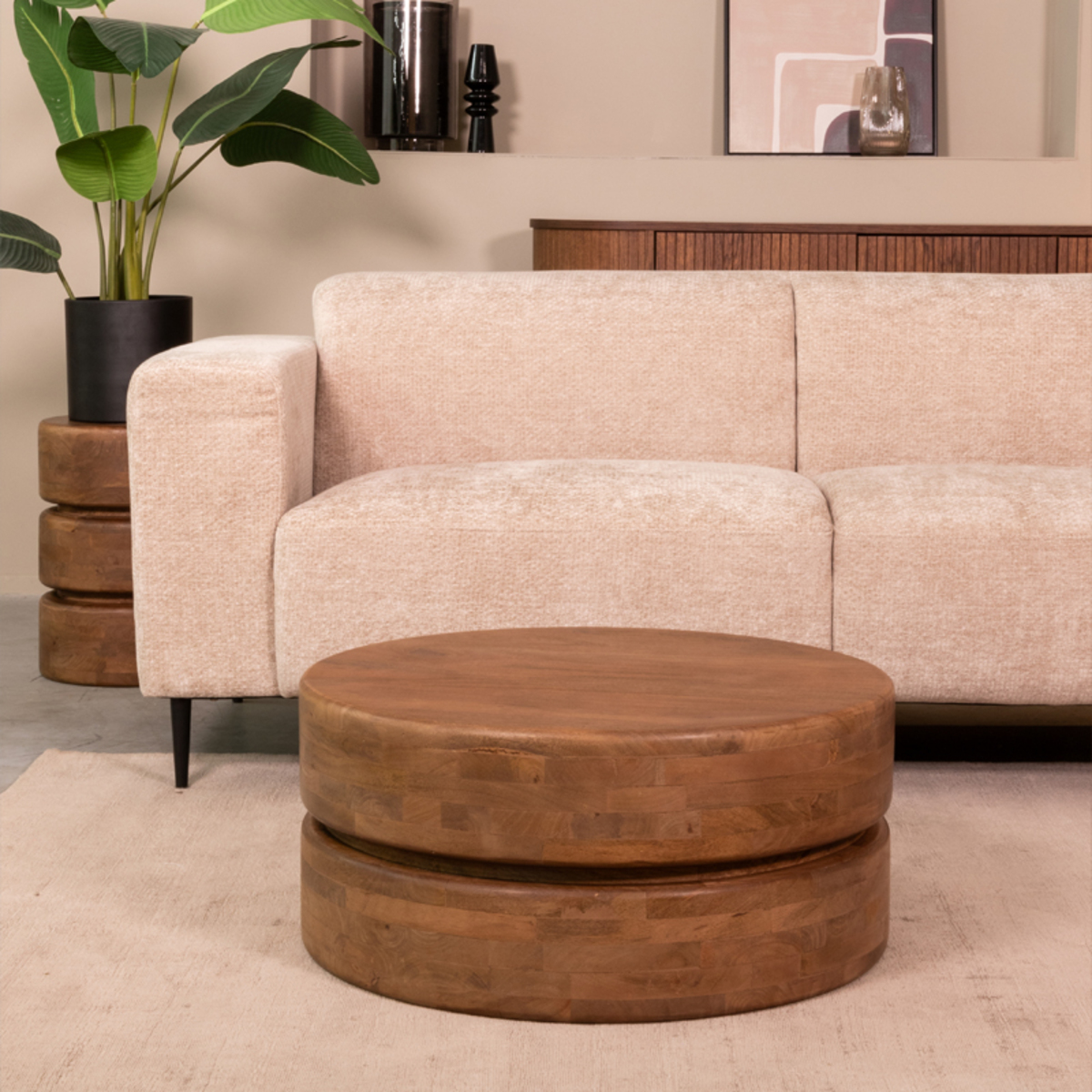LABEL51 Salontafel I_Milly - Nature - Mangohout - 70 cm - Rond