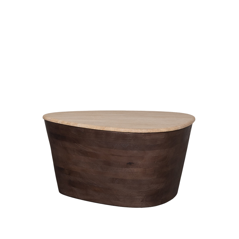 LABEL51 Salontafel I_Ravi - Espresso - Travertin - 70 cm