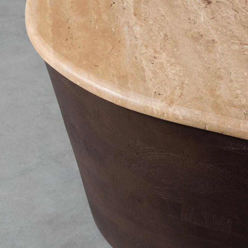 LABEL51 Salontafel I_Ravi - Espresso - Travertin - 70 cm