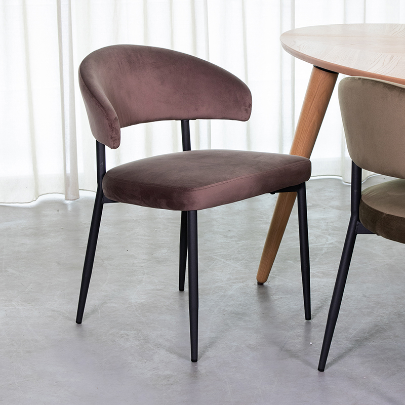 LABEL51 Eetkamerstoel I_Bliss - Taupe - Fluweel - Black Frame