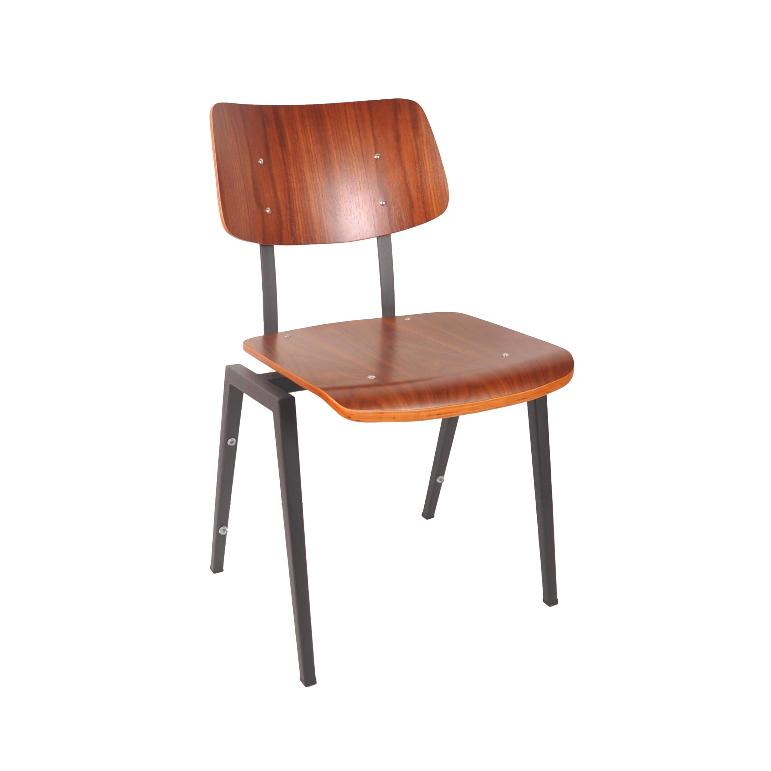 LABEL51 I_Stapelbare Schoolstoel - Bruin - Hout - Black Frame