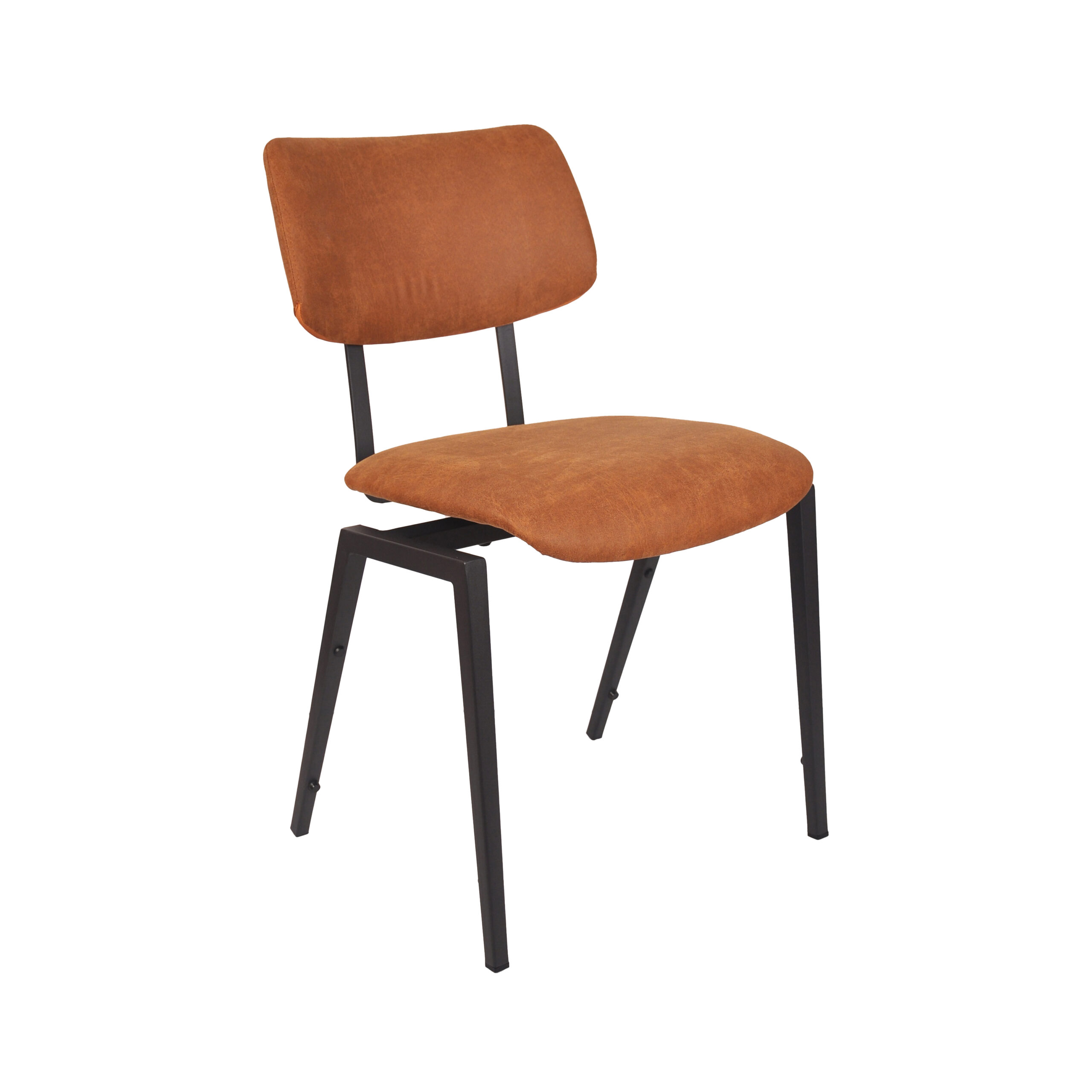 LABEL51 I_Stapelbare Schoolstoel - Cognac - Micro Suede - Black Frame