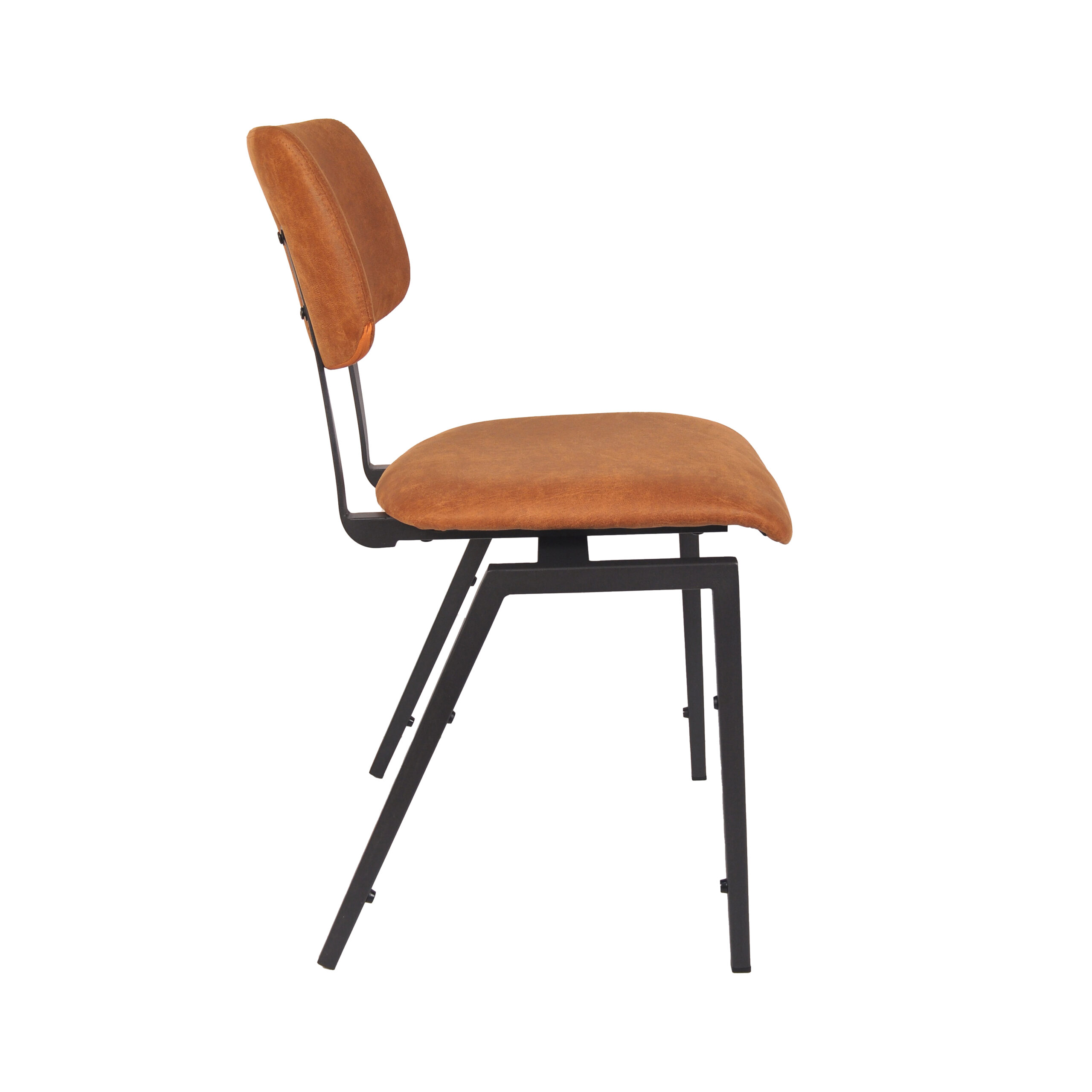 LABEL51 I_Stapelbare Schoolstoel - Cognac - Micro Suede - Black Frame