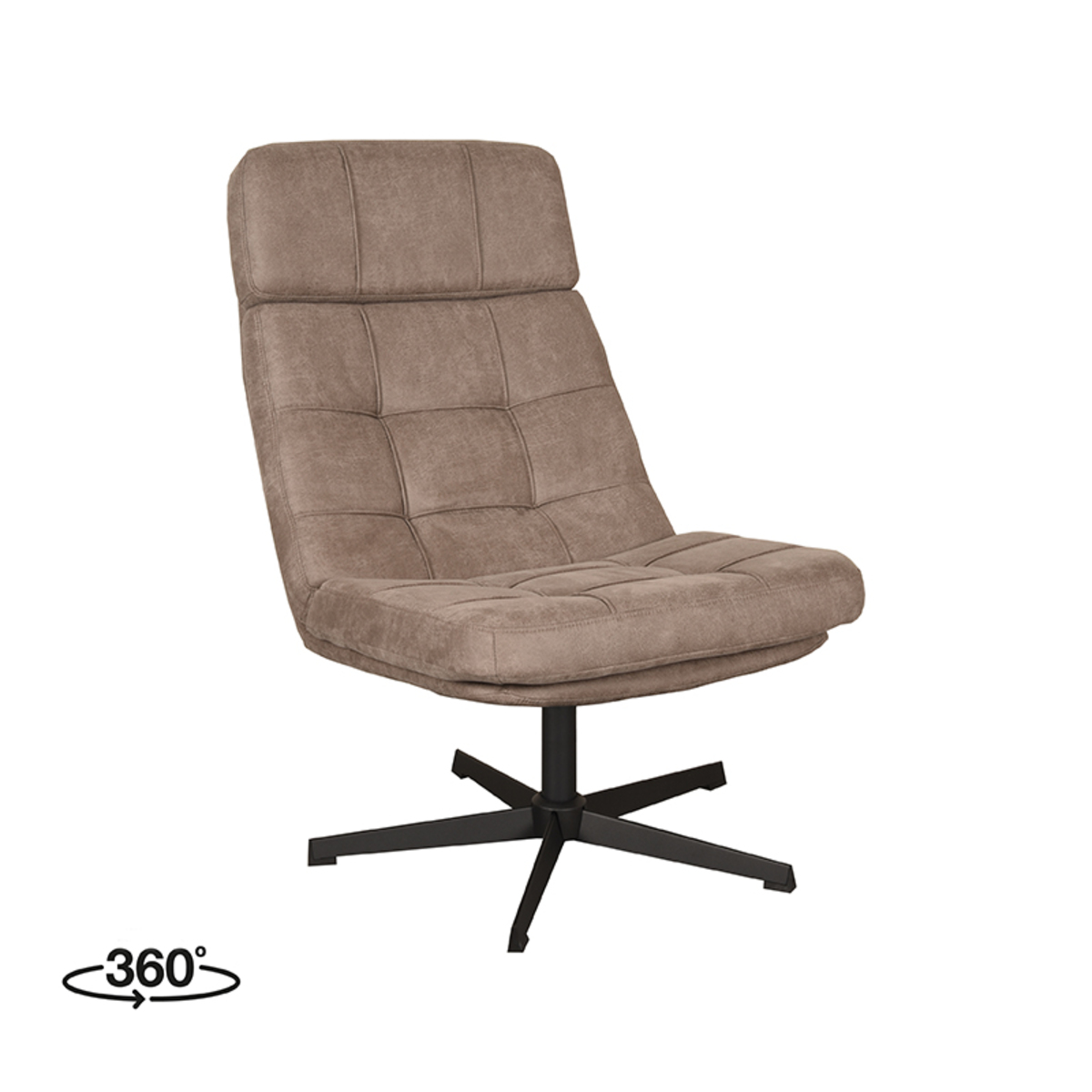 LABEL51 Fauteuil Alvar - Taupe - Micro Suede - Excl. Hocker