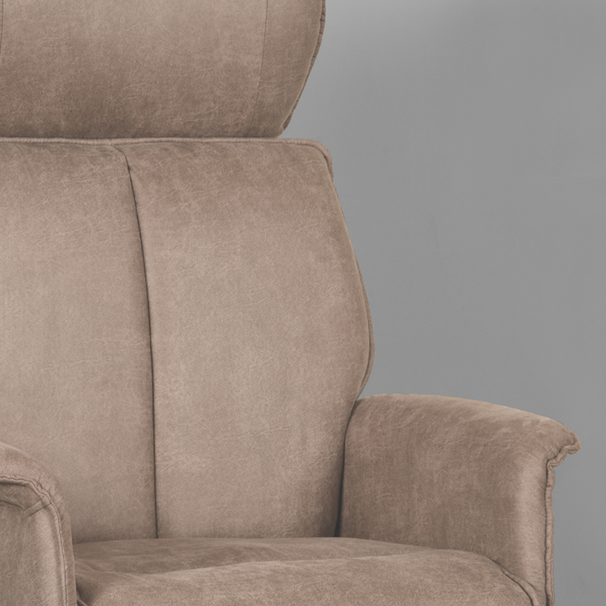 LABEL51 Fauteuil Verdal - Taupe - Micro Suede - Excl. Hocker