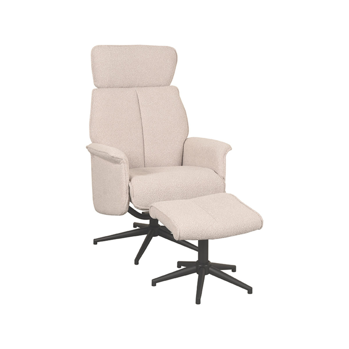 LABEL51 Fauteuil Verdal - Naturel - Boucle - Incl. Hocker