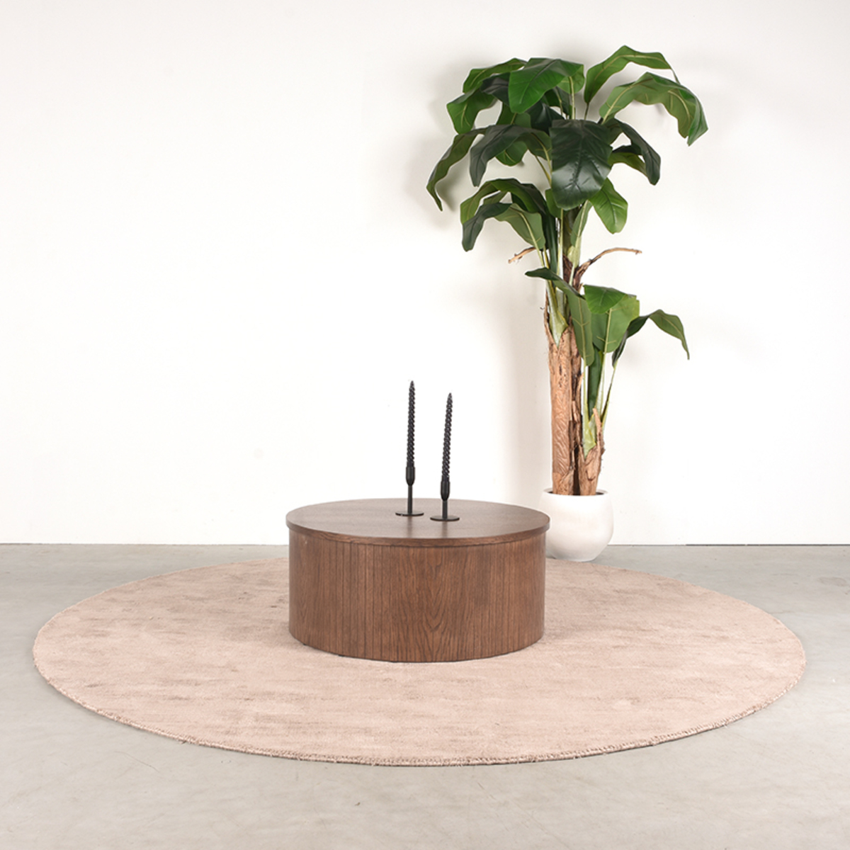 LABEL51 Salontafel Oliva - Walnoot - Eiken - 70 cm - Rond