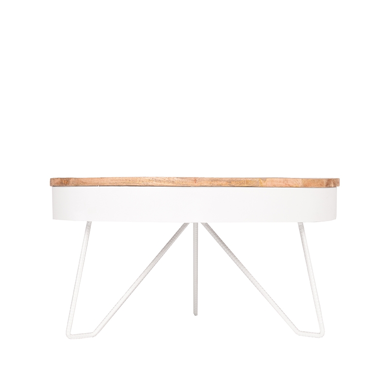 LABEL51 Salontafel Saran - Wit - Mangohout - 80 cm - Rond