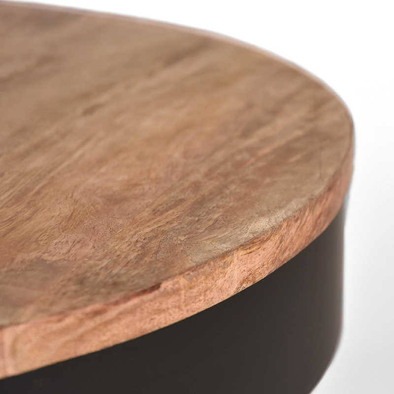 LABEL51 Salontafel Saran - Zwart - Mangohout - 80 cm - Rond