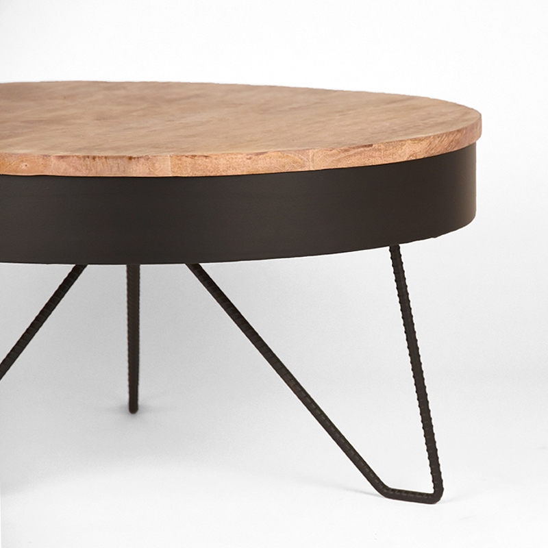 LABEL51 Salontafel Saran - Zwart - Mangohout - 80 cm - Rond