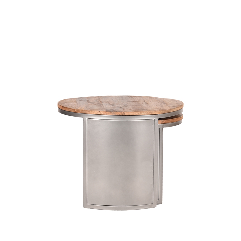D-MAXX Salontafel Set Bunch - Rough - Mangohout - 60 cm - Rond