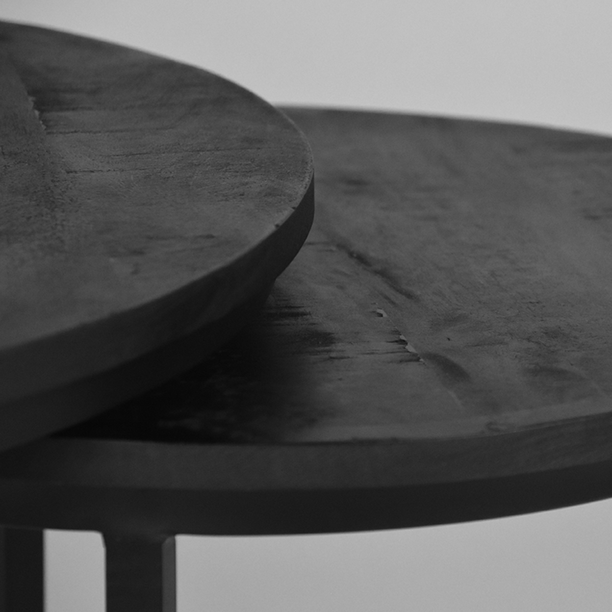 LABEL51 Salontafel Double - Zwart - Mangohout - 70 cm - Rond