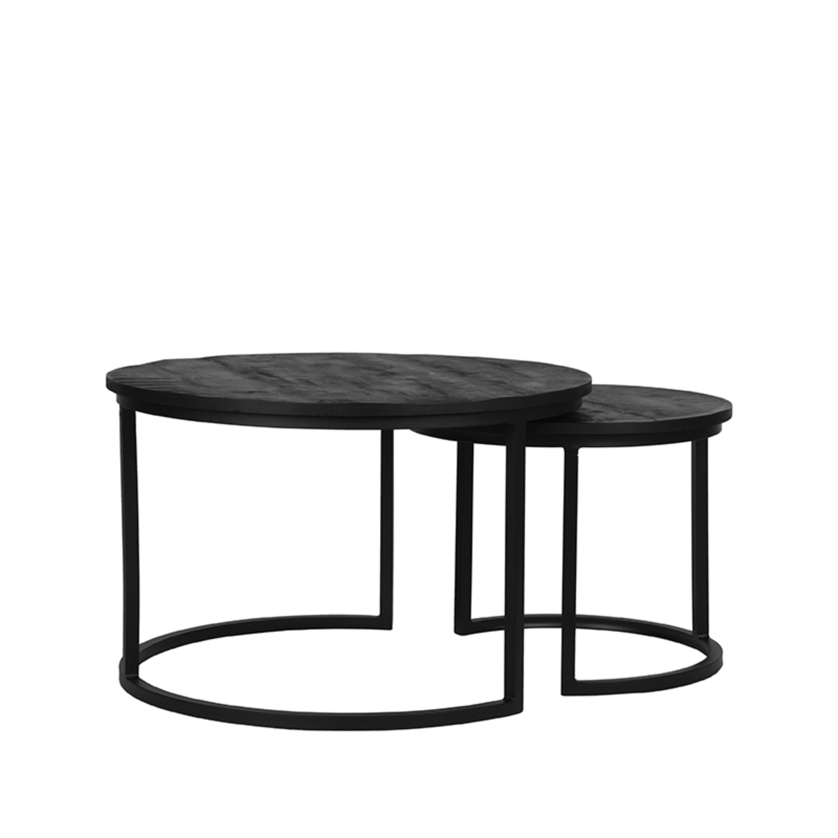 LABEL51 Salontafel Double - Zwart - Mangohout - 70 cm - Rond
