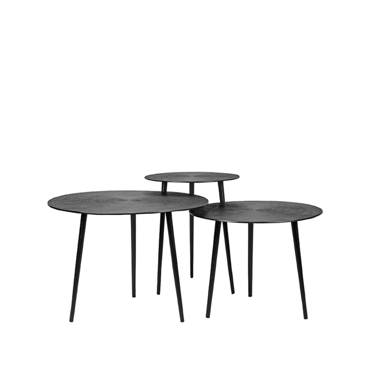 LABEL51 Salontafel Set Nobby - Zwart - Metaal - 60 cm - Rond