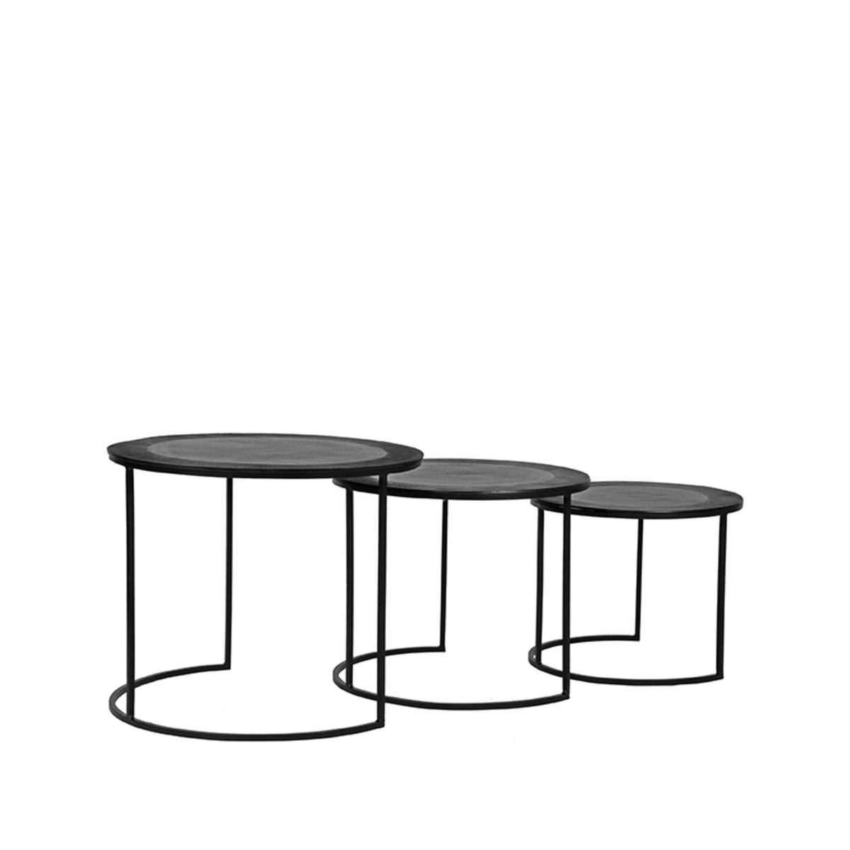 LABEL51 Salontafel Set Tres - Zwart - Metaal - 55 cm