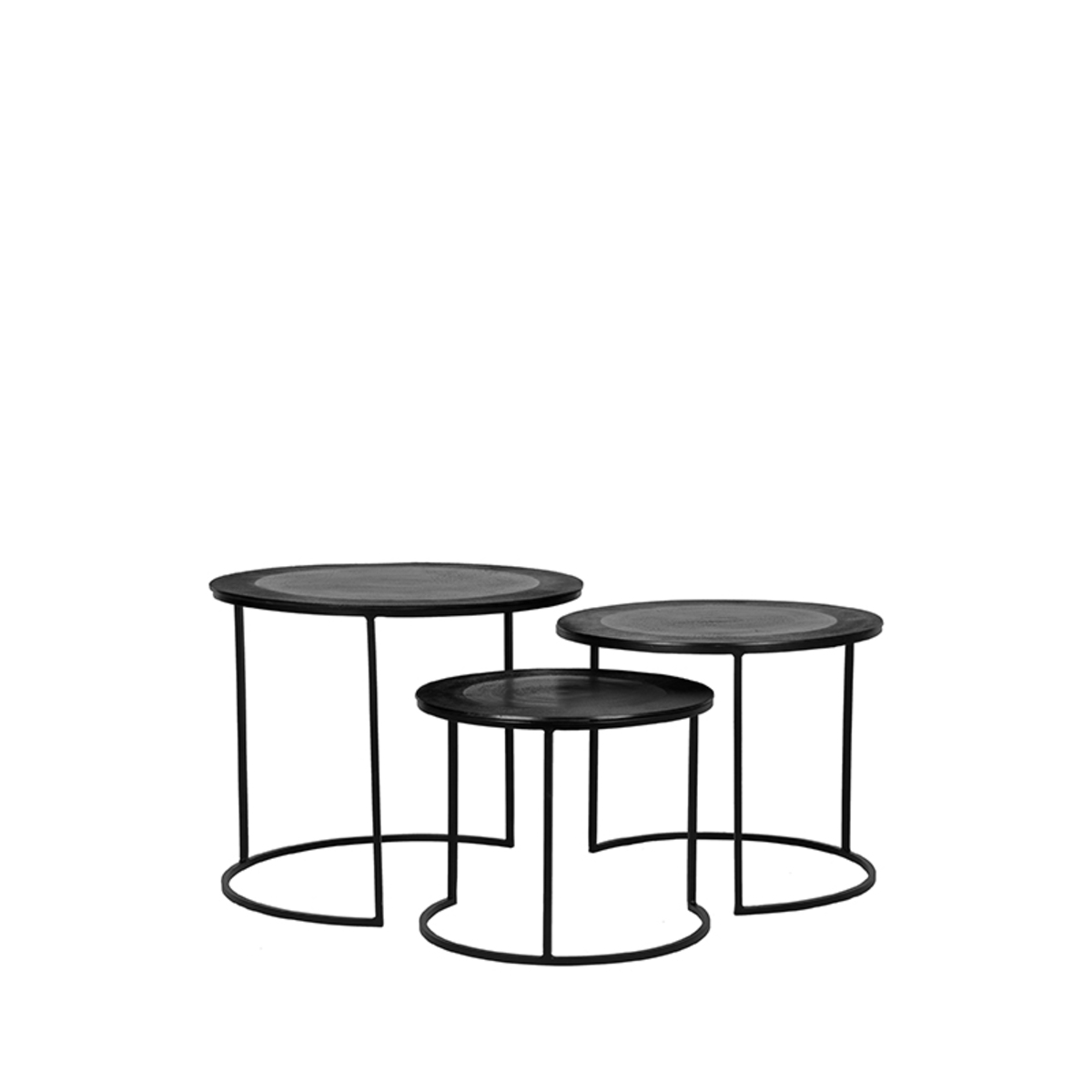 LABEL51 Salontafel Set Tres - Zwart - Metaal - 55 cm
