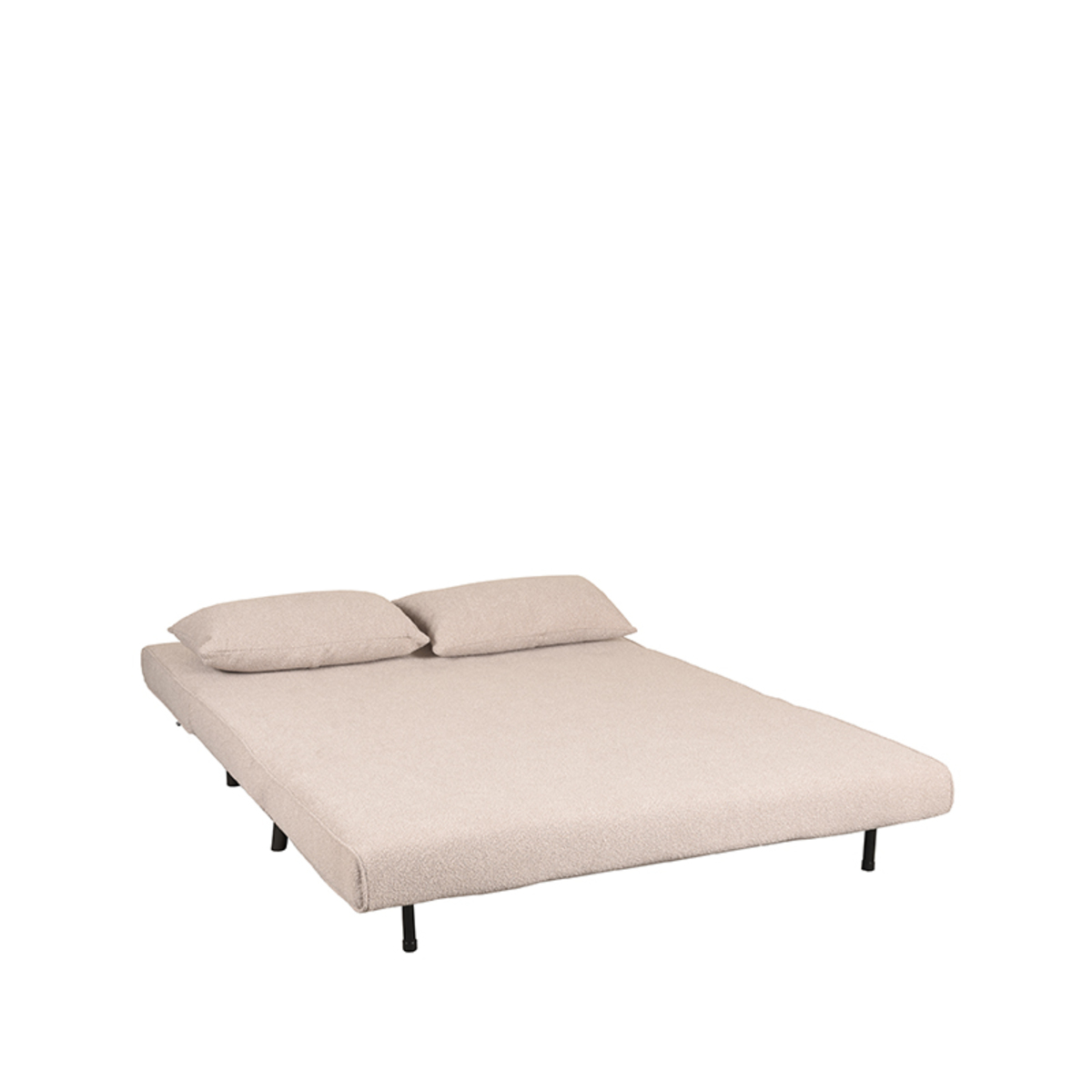 LABEL51 Slaapbank Double - Naturel - Boucle - Double | Zwarte Poot