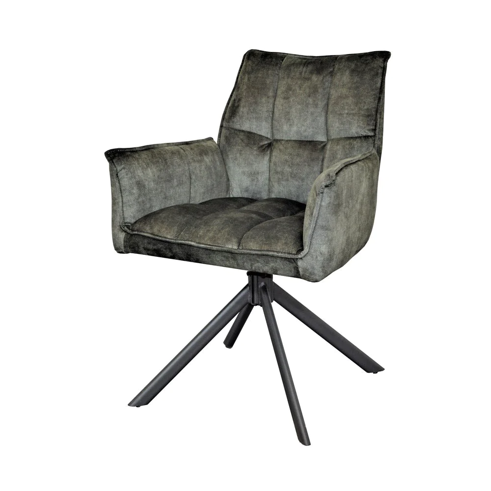 Eetkamerstoel Dani Velvet | Green | Met armleuning