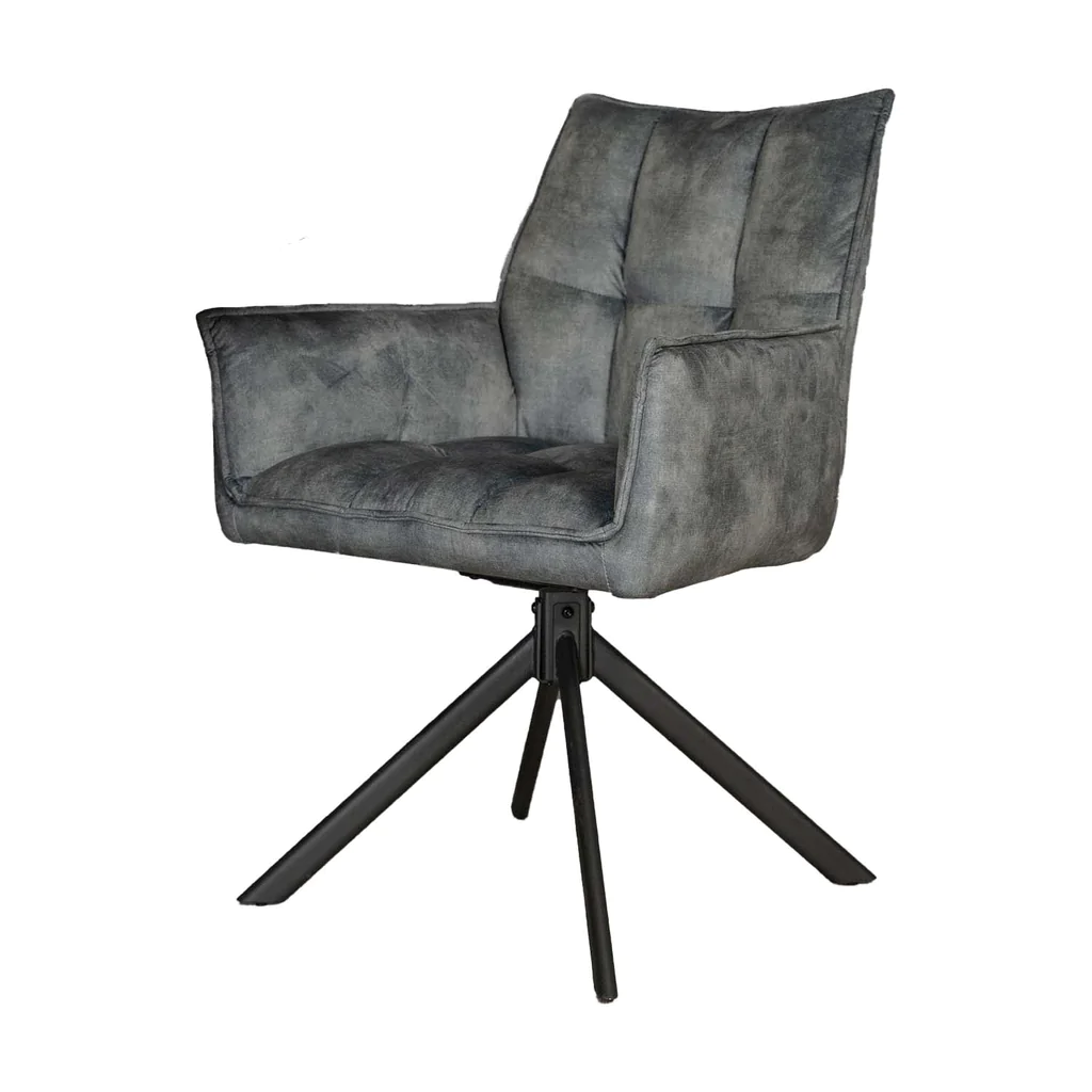 Eetkamerstoel Dani Velvet | Blue | Met armleuning
