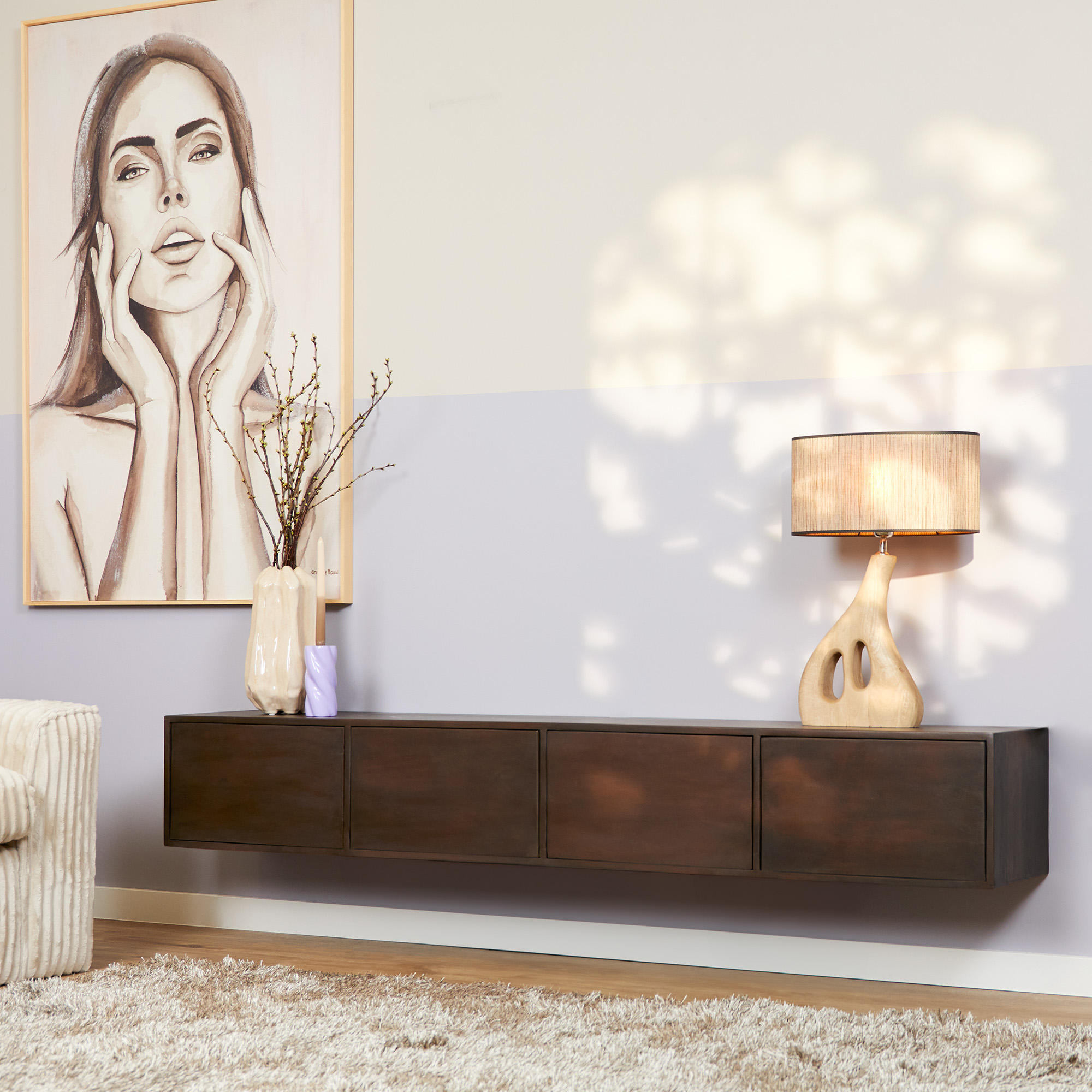 Zwevend tv meubel Vision Walnut | 120 cm