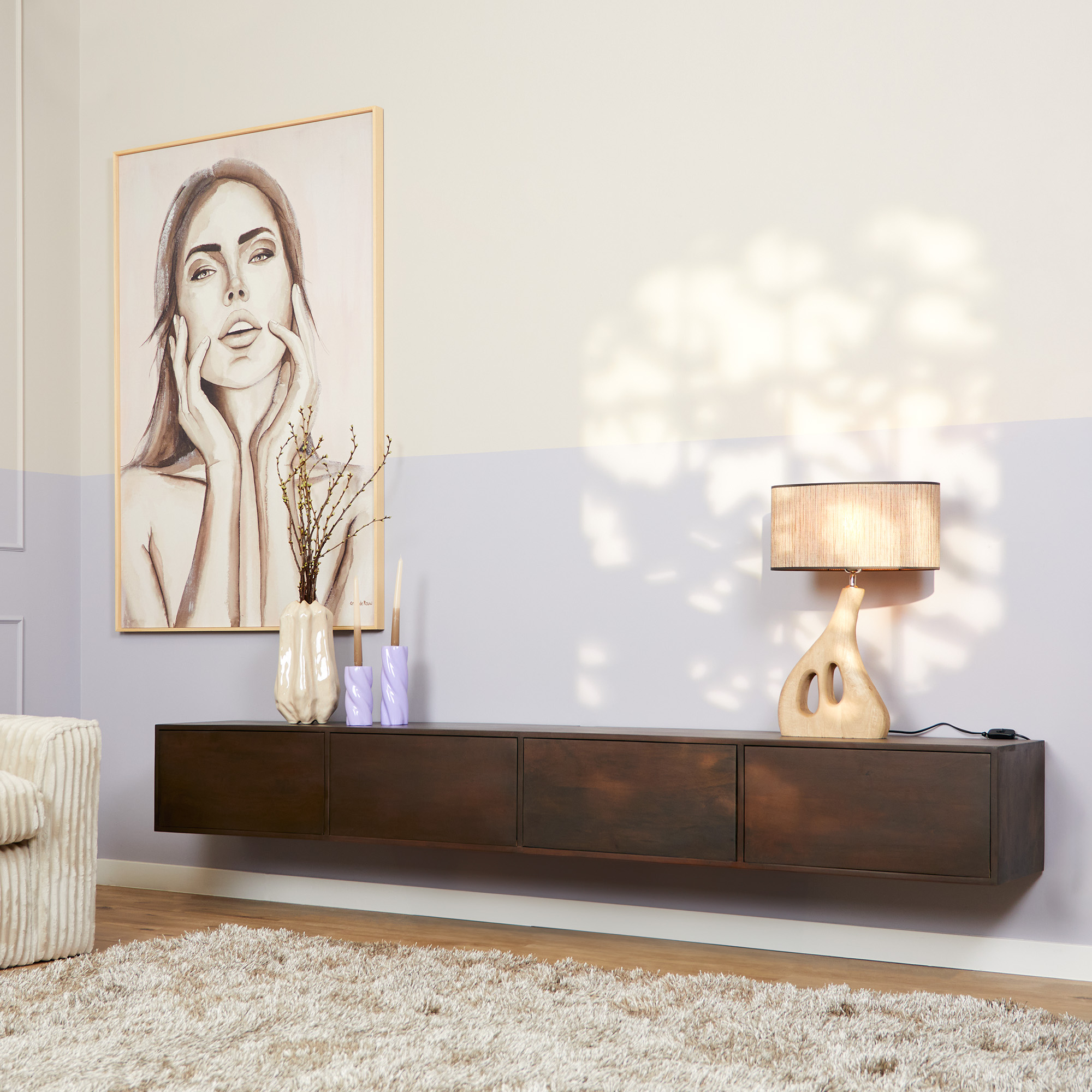 Zwevend tv meubel Vision Walnut | 120 cm