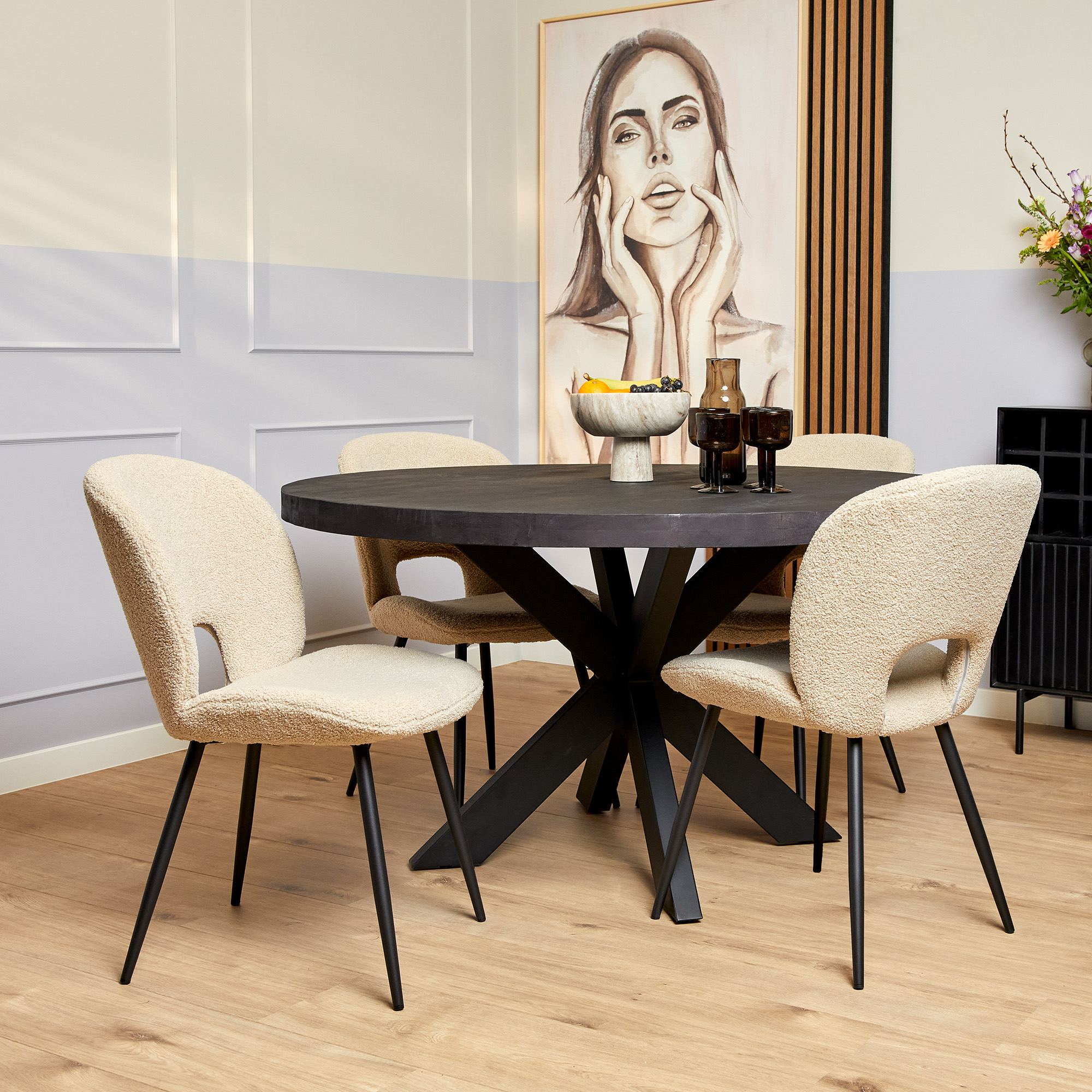 Eettafel Denver Black | 150 cm | Rond