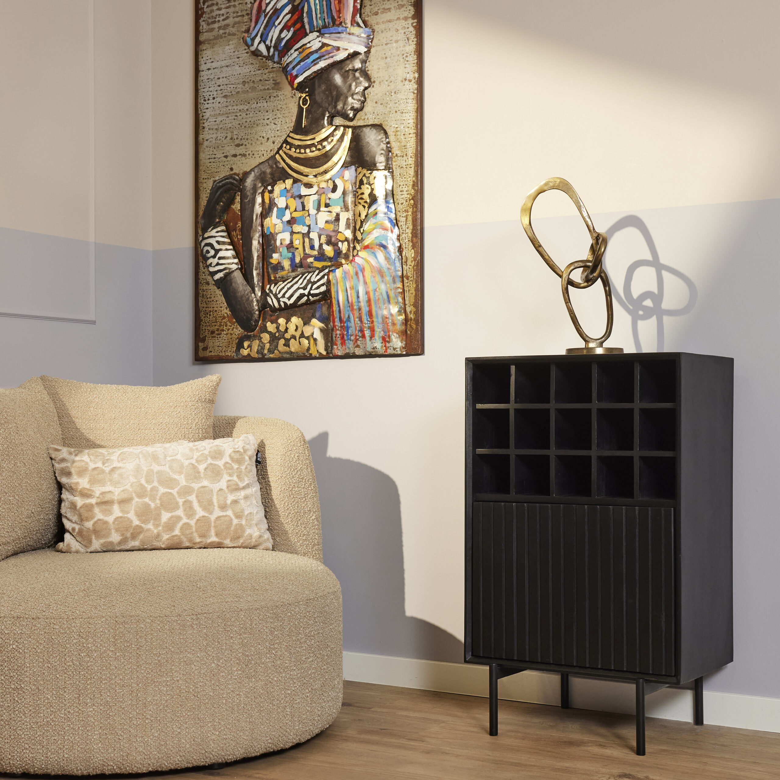 Wijnkast Madison Black | 55 cm