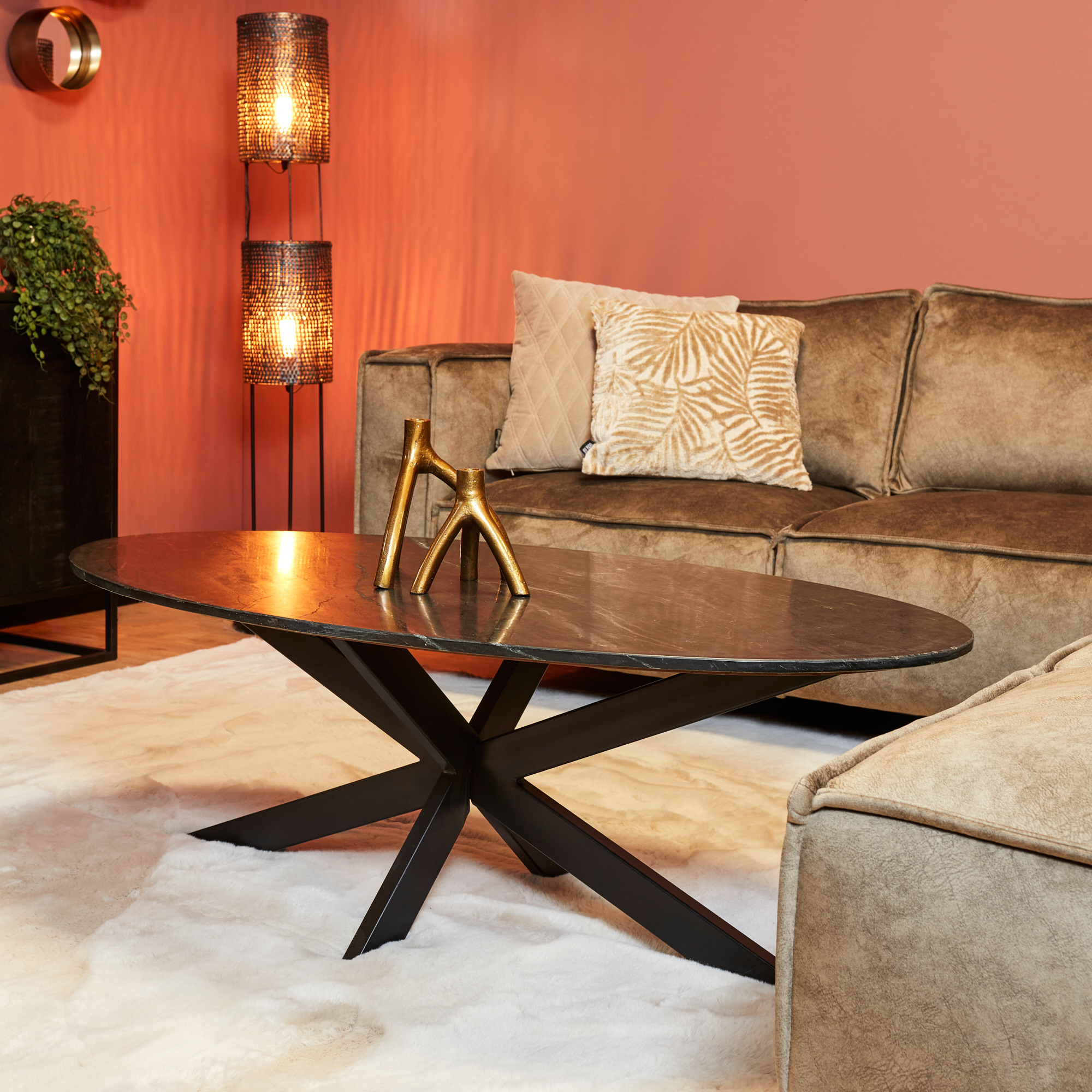 Salontafel Faye Black marble | 120 cm | Ovaal