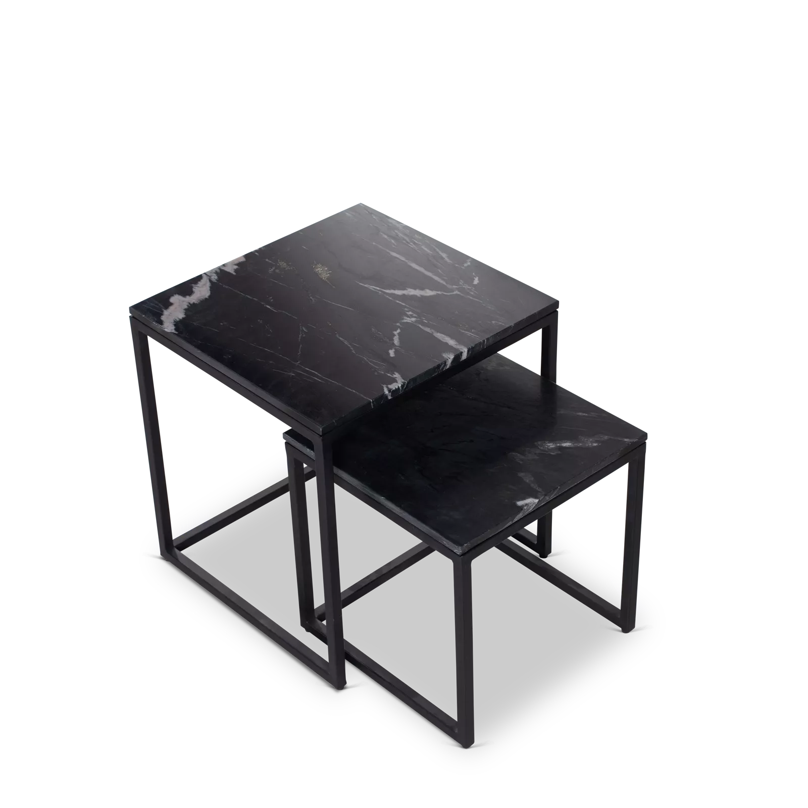 Salontafel Daan Black marable | 50 cm | Set van 2