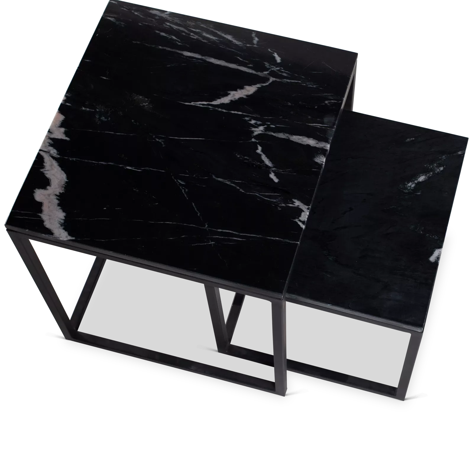 Salontafel Daan Black marable | 50 cm | Set van 2