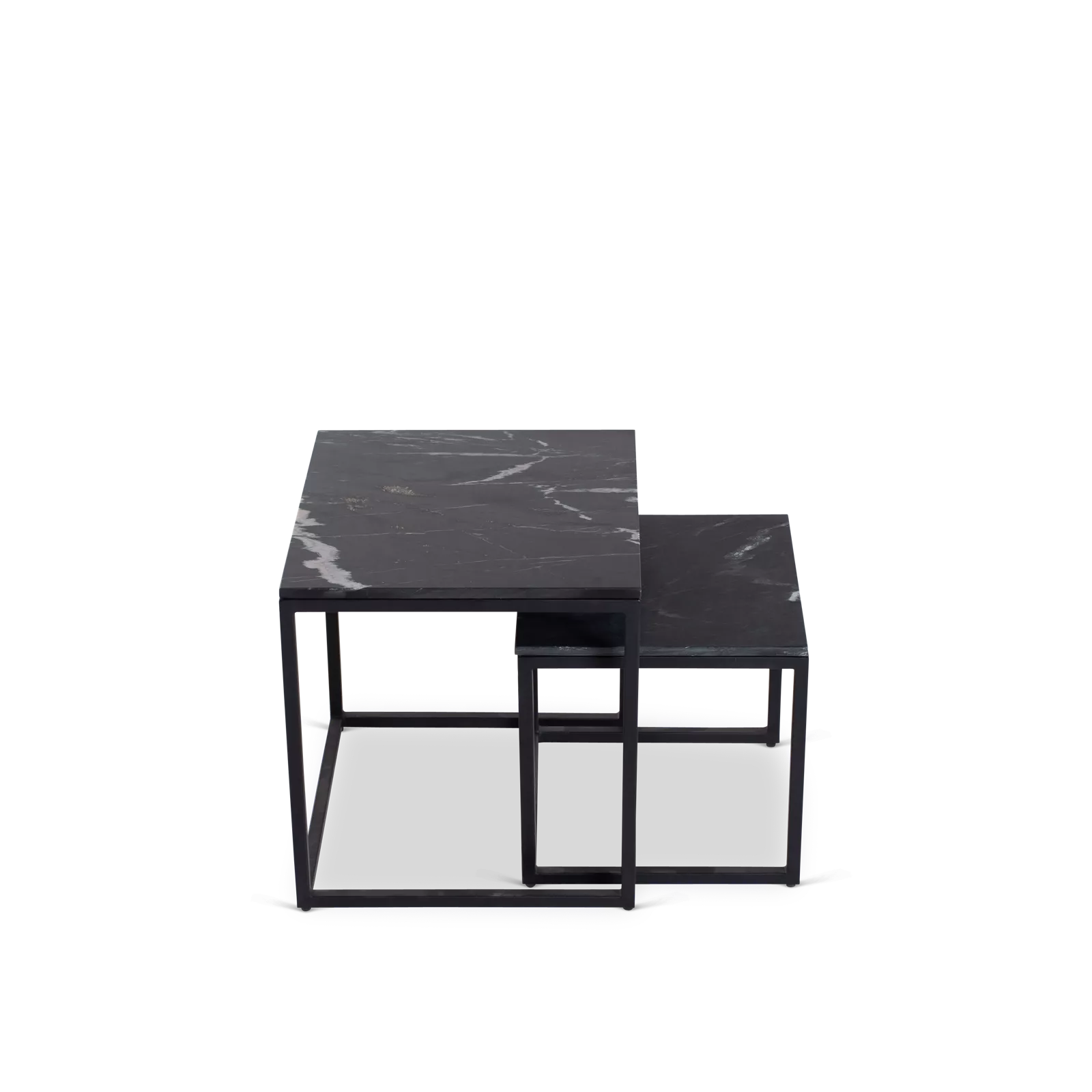 Salontafel Daan Black marable | 50 cm | Set van 2