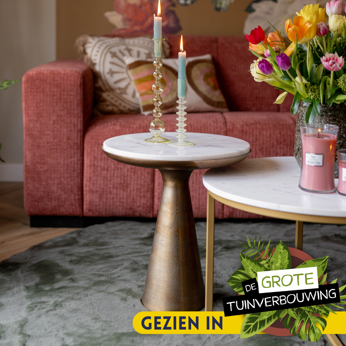 Bijzettafel Essy White marble | 45 cm