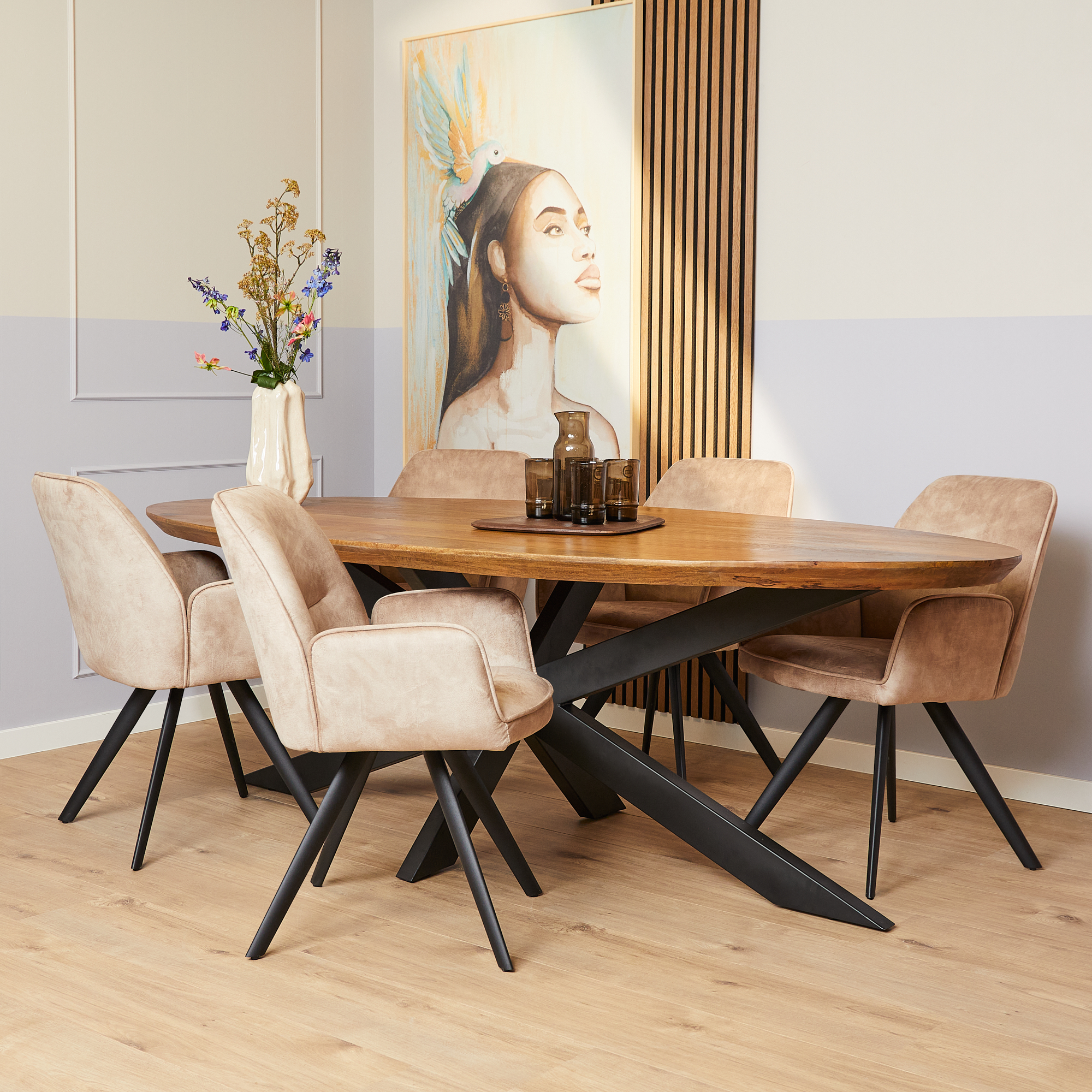 Eetkamerstoel Nova | Beige | Met armleuning