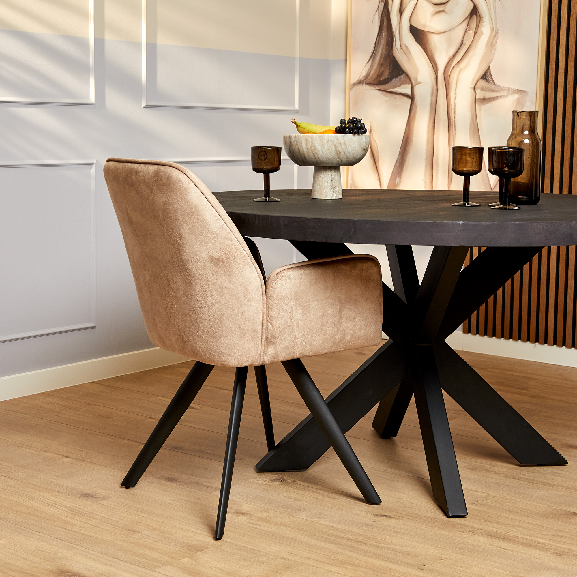 Eetkamerstoel Nova | Beige | Met armleuning