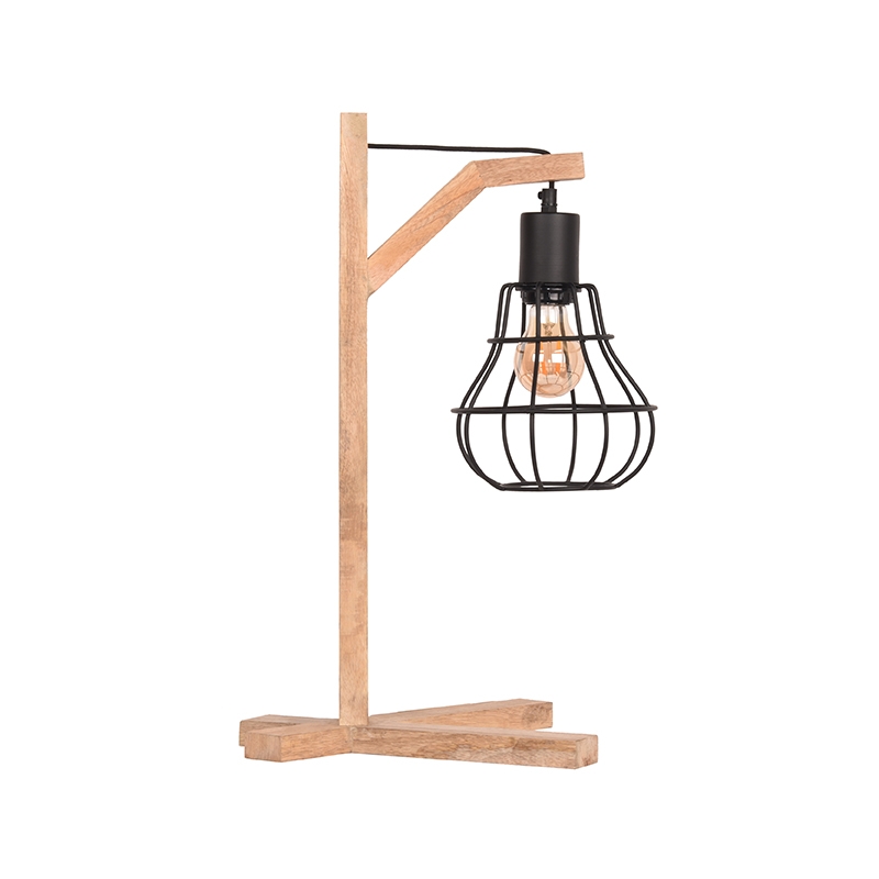 LABEL51 Tafellamp Drop - Zwart - Mangohout - Tafellamp