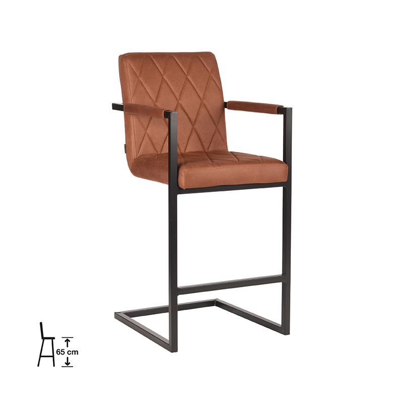 LABEL51 Barkruk Denmark - Cognac - Microfiber - Zithoogte 67
