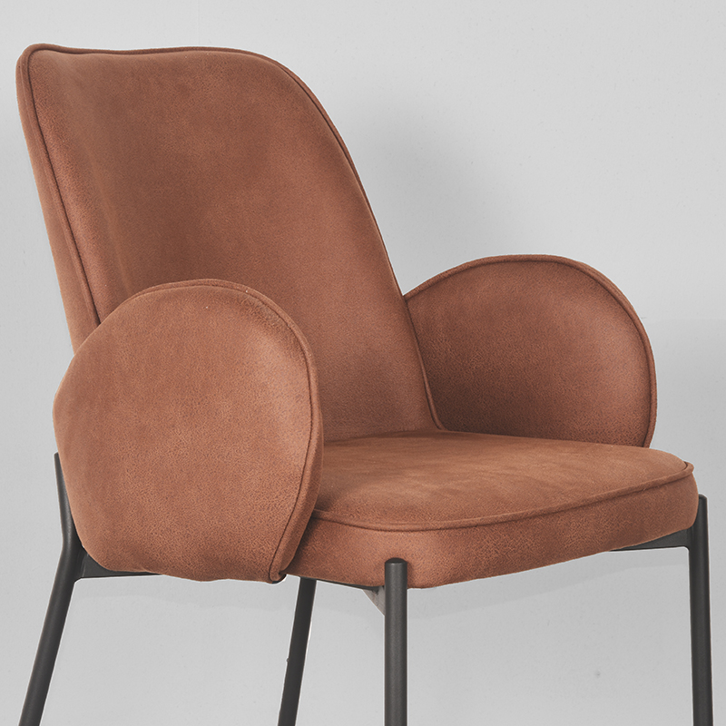 LABEL51 Eetkamerstoel Jari - Cognac - Microfiber - Black Frame