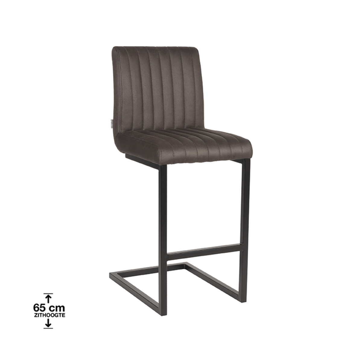 LABEL51 Barkruk Milo - Antraciet - Microfiber - Zithoogte 66
