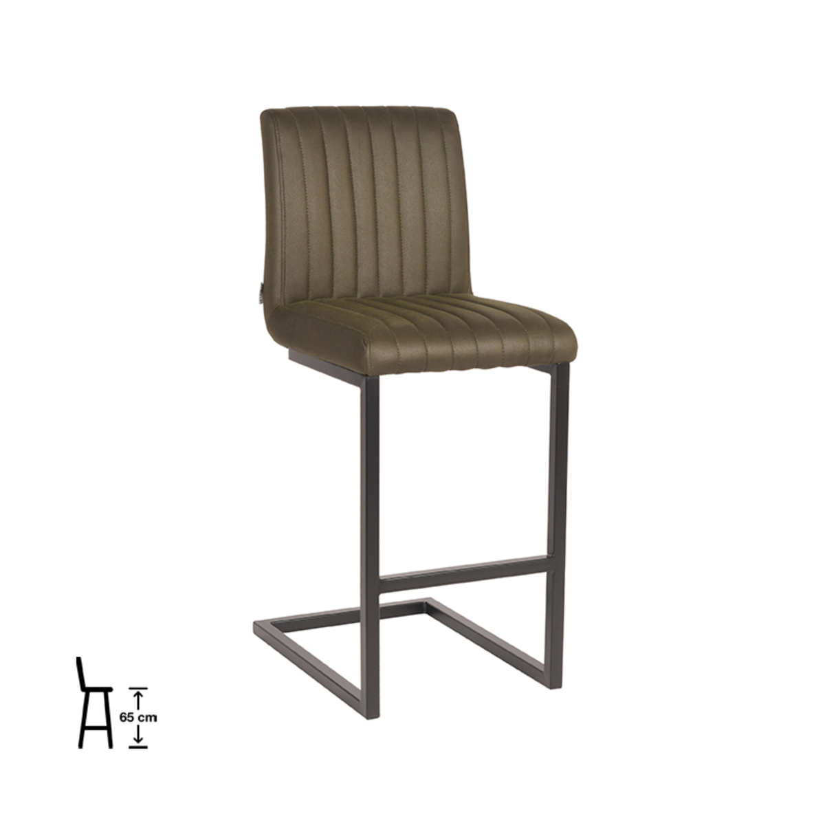 LABEL51 Barkruk Milo - Army green - Microfiber - Zithoogte 66