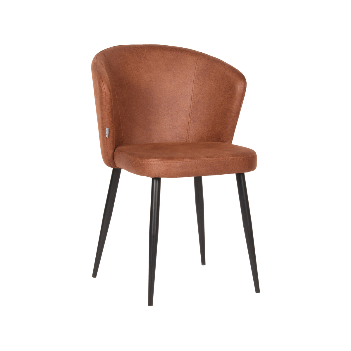 LABEL51 Eetkamerstoel Wave - Cognac - Microfiber - Black Frame