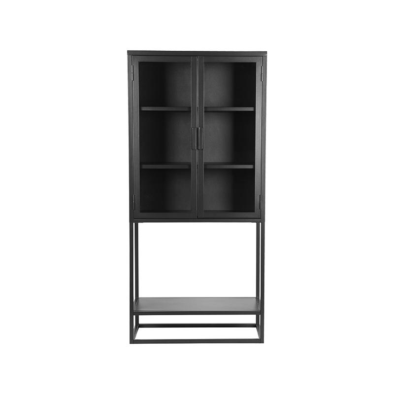 LABEL51 Vitrinekast Level - Zwart - Metaal - Vitrinekast 150 cm