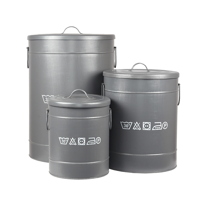 LABEL51 Wasmand - Antiek grijs - Metaal - M