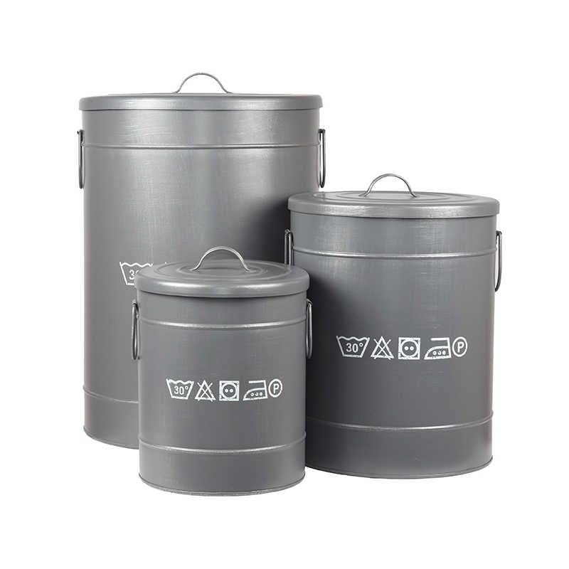 LABEL51 Wasmand - Antiek grijs - Metaal - L